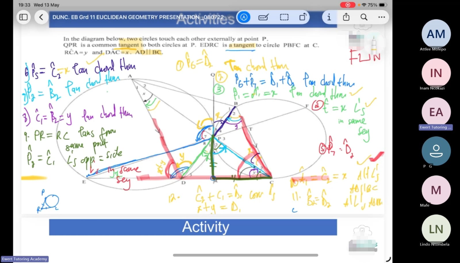 Live online Euclidean Geometry lesson